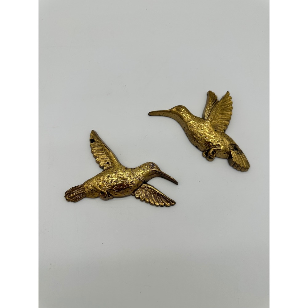 Syroco Hummingbird Wall Art Set Vintage MCM Hollywood Regency Gold 5 inch